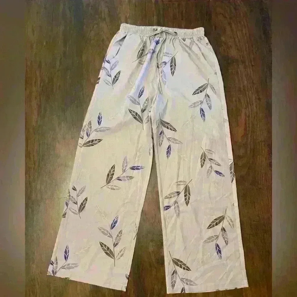 Plant Print | Wide Leg Pants